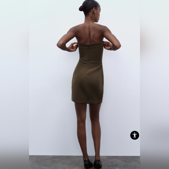 Zara, dark khaki strapless dress, size XL - Picture 3 of 6
